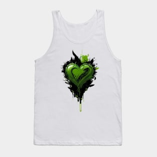 Green Hearts for a Greener World: Abstract Organic Graffiti Design on Eco-Friendly Product Tank Top